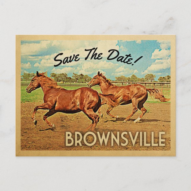 Brownsville Texas Save Date Horses Meddelande Vykort (Framsida)