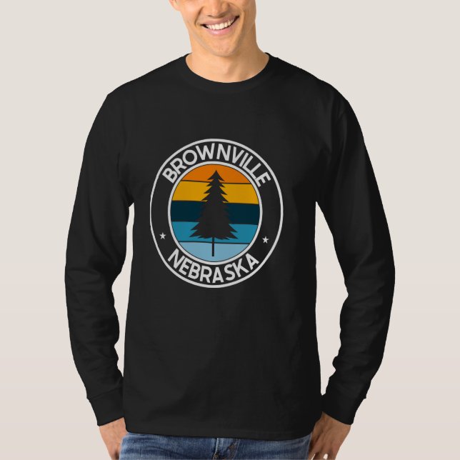 Brownville Nebraska NE USA City Pride Retro Sunset T Shirt (Framsida)