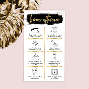 Brows Aftercare Guide Black & Guld Glitter Beauty Visitkort