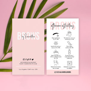 Brows Aftercare Instructions Feminine Rosa PMU Visitkort