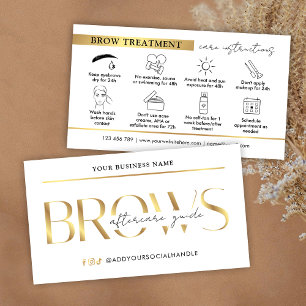 Brows Aftercare Instructions Glam White & Guld PMU Visitkort