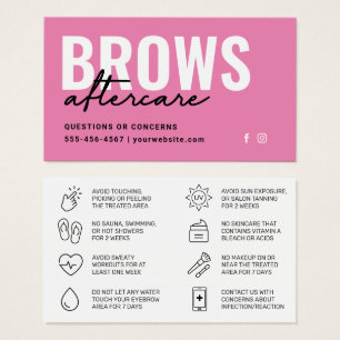 Brows Aftercare PMU Brow Instructions Card Visitkort