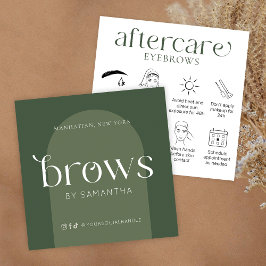 Brows Eftervård Modern Boho Sage Grönt Care Cards Fyrkantigt Visitkort
