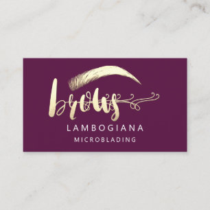 Brows Golden Logotyp Microblade Guld Lila Social Visitkort