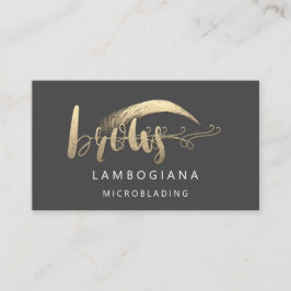 Brows Golden Logotyp Microblading Social Media Grå Visitkort