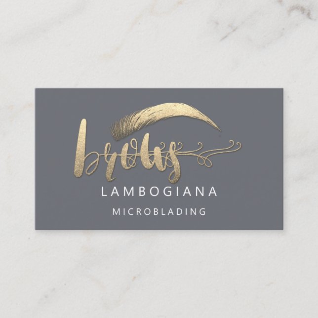 Brows Golden Logotyp Microblading Social Media Smo Visitkort (Framsida)