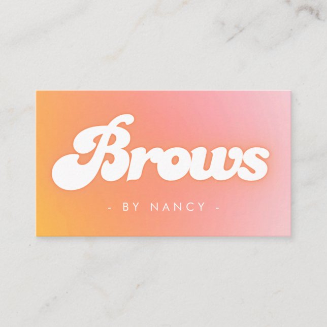 Brows Groovy Retro Peach Visitkort (Framsida)