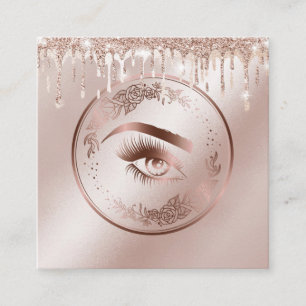 Brows i Luxury Blommigt Guld Lash Circle Ögon Fyrkantigt Visitkort