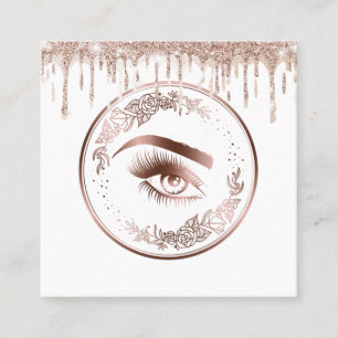 Brows i Luxury Blommigt Guld Lash Circle Ögon Fyrkantigt Visitkort