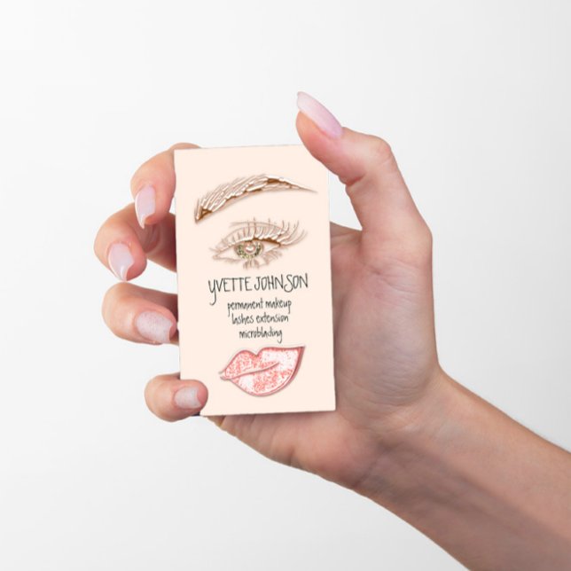 Brows Makeup Logotyp QRCode Powder Lip Sea Eyelash Visitkort (Brows Makeup Logo QRCode Powder Lip ocean Eyelash Business Card)