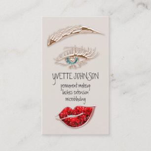 Brows Makeup Logotyp QRCode Red Lip Skin Eyelash Visitkort
