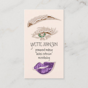 Brows Makeup-Logotyp QRCode Ro Grönt Öga Lila Visitkort