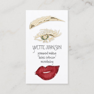 Brows Makeup QRCode Logotyp Red Läppar Guld Eyela Visitkort