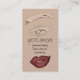 Brows Makeup QRCode Logotyp Rosa Läppar Smala Eye Visitkort