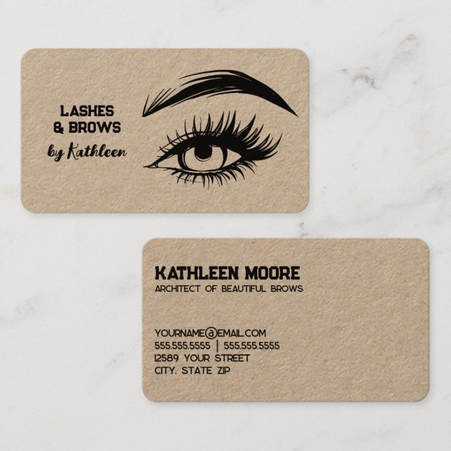 Brows och Lash Kraft Visitkort (Fram/baksida)