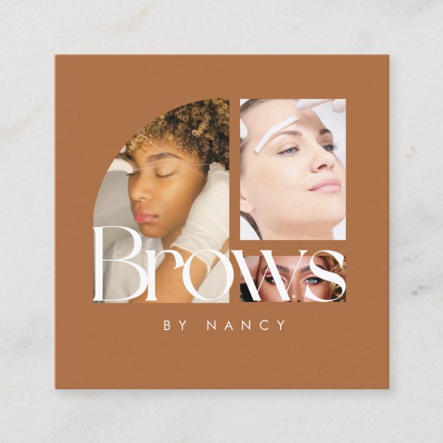 Brows Photo Collage Terracotta  Fyrkantigt Visitkort (Framsida)