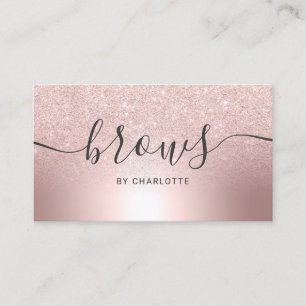 Brows-skript, typsnitt, metallfolie av ro guld visitkort