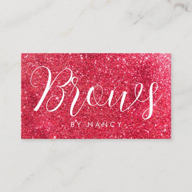 Brows Typography Red Guld Glitter Visitkort (Framsida)