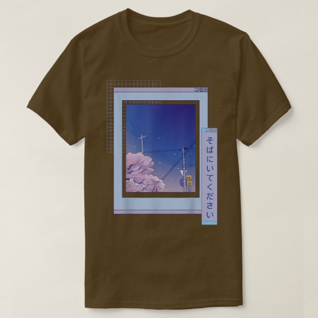 Browser Sakura Cute Anime Vaporwave Japansk natt T Shirt (Design framsida)