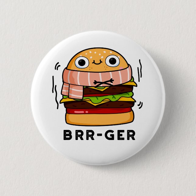 Brr-ger Funny Freezing Burger Pun Knapp (Framsida)