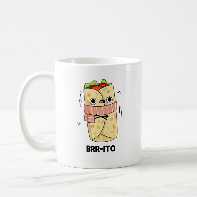 Brr-ito Funny Freezing Kall Burrito Pun Kaffemugg (Vänster)