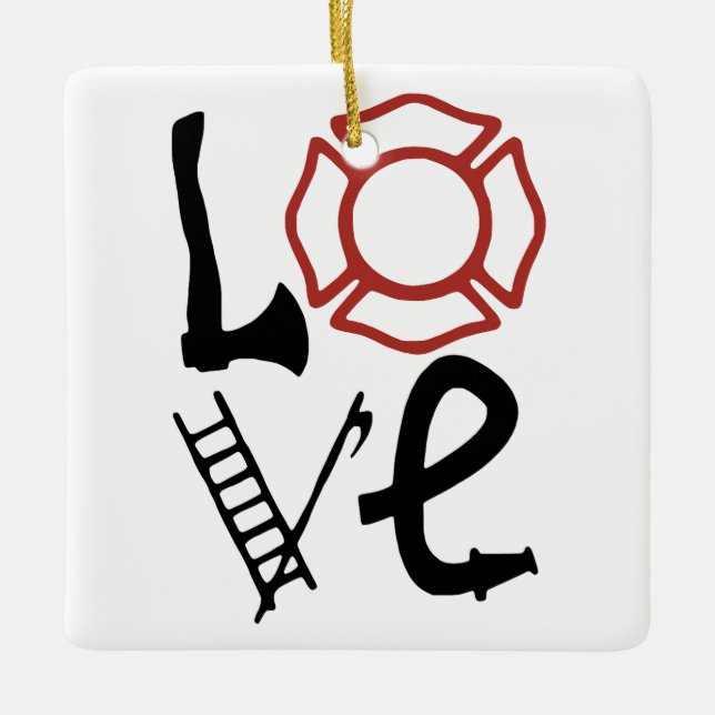 BRRE KÄRLEK med Ax, Maltesiska Kor, Ladder, Pike Julgransprydnad Keramik (Framsida)