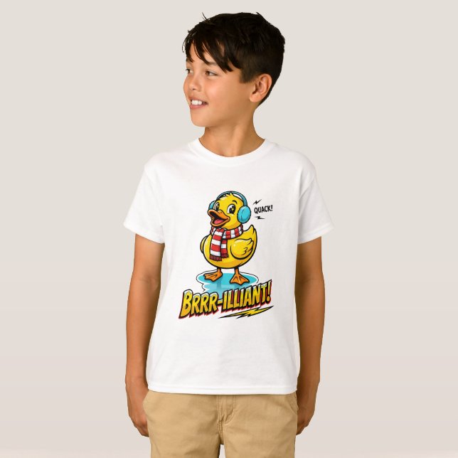 Brrr-illiant Vinter Anka i Halsduk Julpresent T Shirt (Hel framsida)
