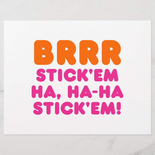 BRRR STICK: EM HA, HA-HA STICK EM! REKLAMBLAD (Baksidan)
