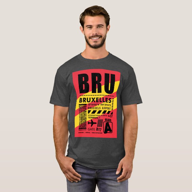 BRU Brussels Airport T Shirt (Hel framsida)