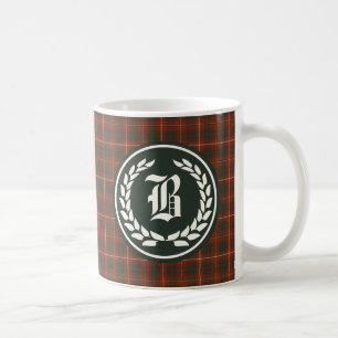 Bruce Family Red och Grönt Tartan Monogram Kaffemugg