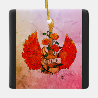 Bruce Fender Guitar sten & Roll Ro Julgransprydnad Keramik