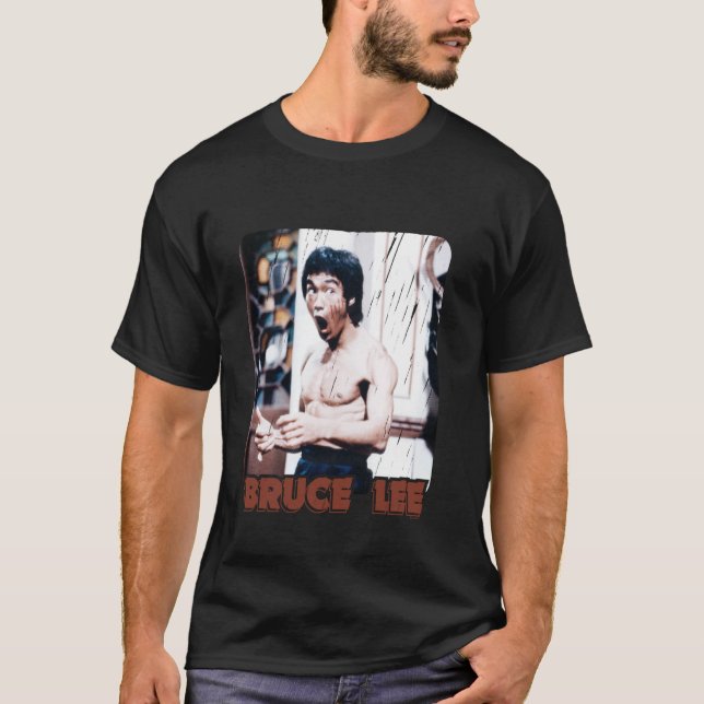 Bruce Lee Enter The Dragon Fruktansvärd Skrik Kamp T Shirt (Framsida)