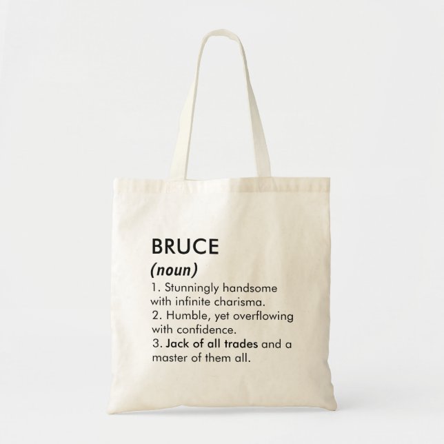 Bruce namn, Redigerbart namn, Anpassat namn Tygkasse (Framsidan)