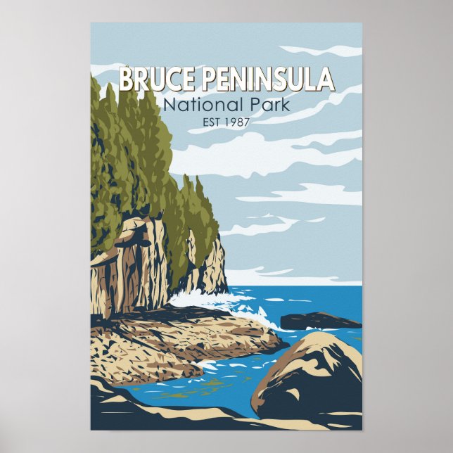 Bruce Peninsula National Park Canada Travel Art Poster (Framsidan)