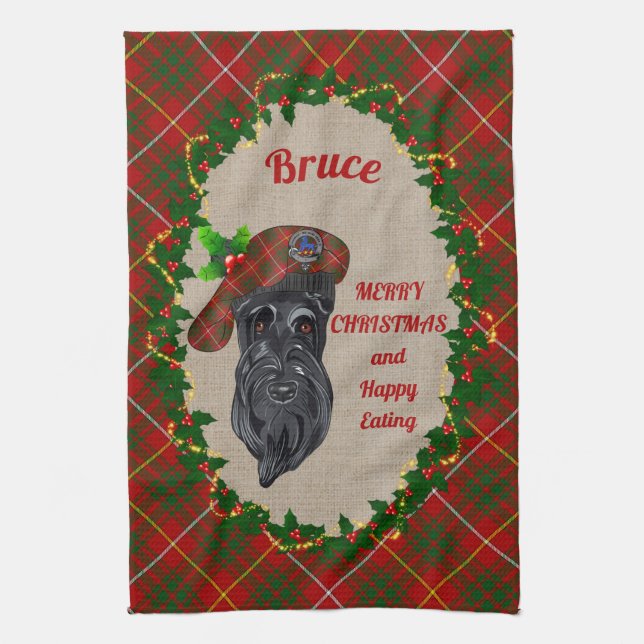 Bruce Scottie Hund jul Kitchen Towel Kökshandduk (Vertikal)