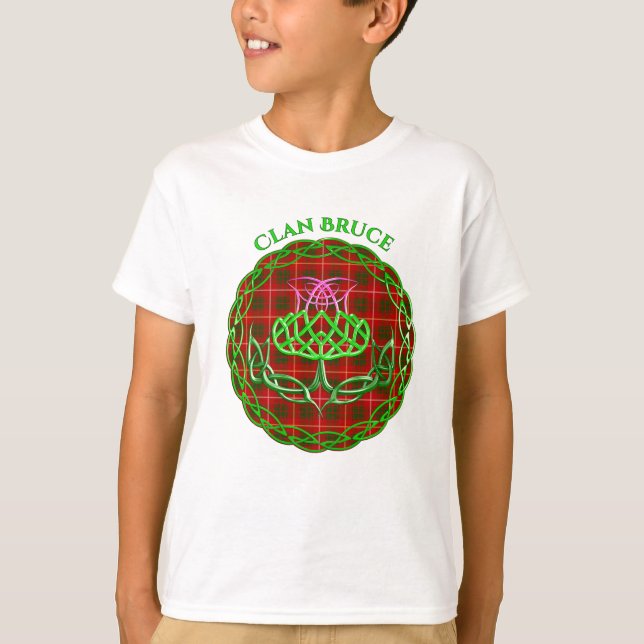 Bruce Scottish Tartan Celtic Thistle T Shirt (Framsida)