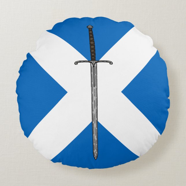 Bruce Sword på Saltire Rund Kudde (Framsidan)