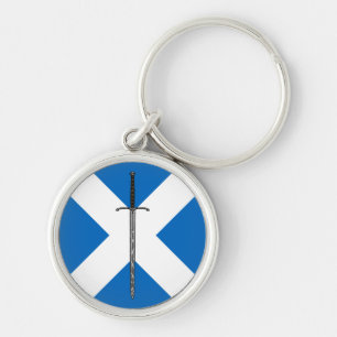 Bruce Sword på Saltire Rund Silverfärgad Nyckelring