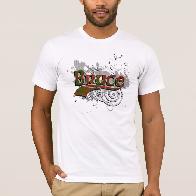 Bruce Tartan Grunge Tee Shirt (Framsida)