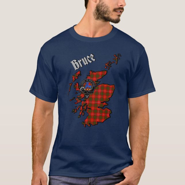 Bruce Tartan Karta & Badge T-Shirt (Framsida)
