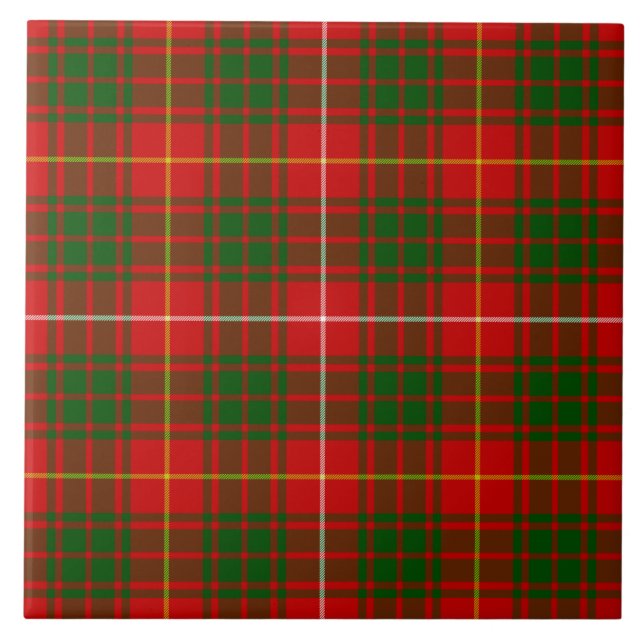Bruce tartan red grönt plaid kakelplatta (Framsidan)