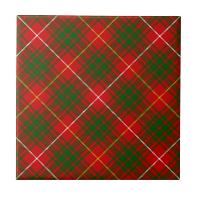 Bruce tartan red grönt plaid kakelplatta (Framsidan)