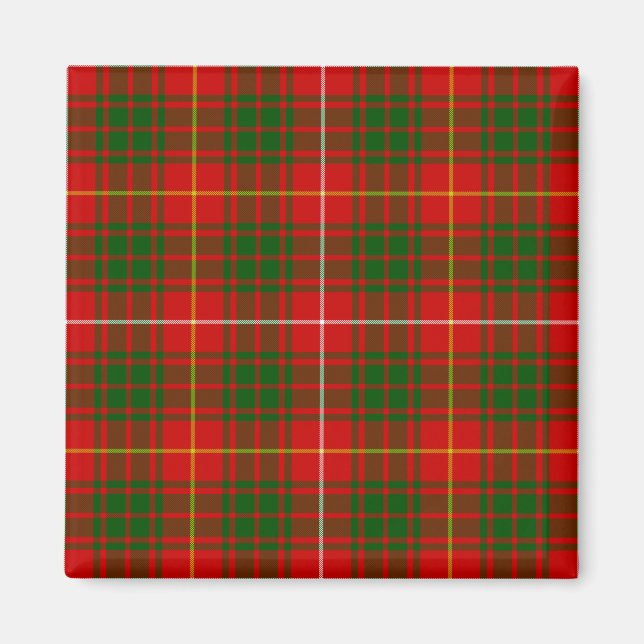 Bruce tartan red grönt plaid magnet (Framsidan)