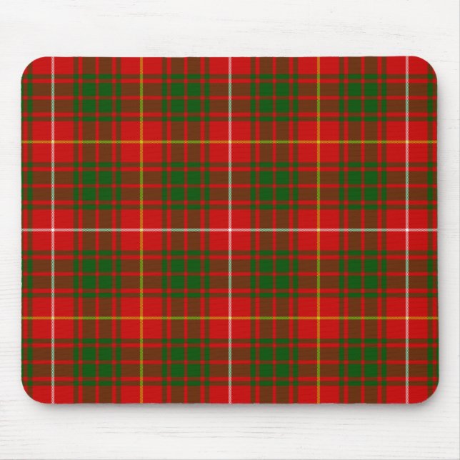 Bruce tartan red grönt plaid musmatta (Framsidan)