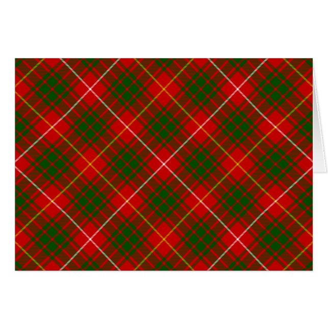 Bruce tartan red grönt plaid OBS kort (Framsidan Horizontal)