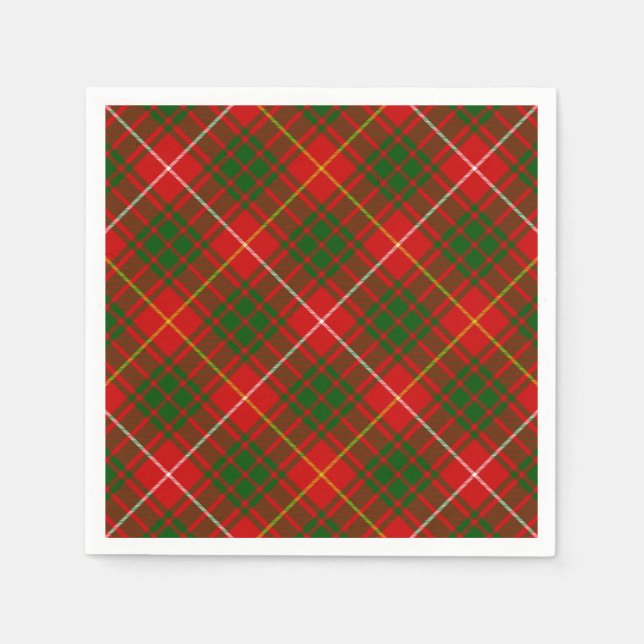 Bruce tartan red grönt plaid pappersservett (Framsidan)