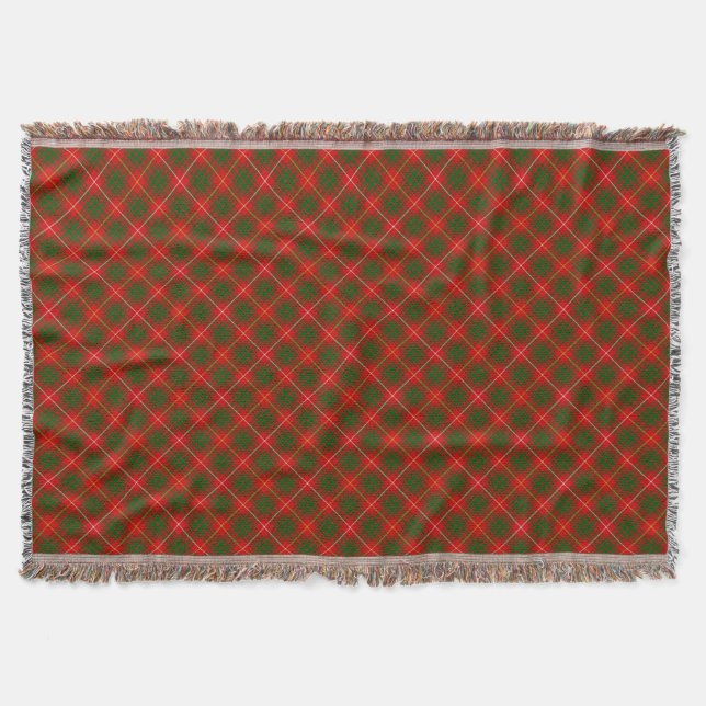 Bruce-tartan röd grön rutig mysfilt (Framsidan)