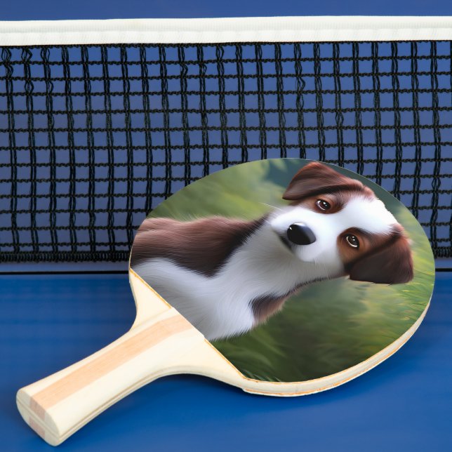 Bruce The Gräns Collie Puppy, Ping Pong Paddle Pingisracket (Insitu)