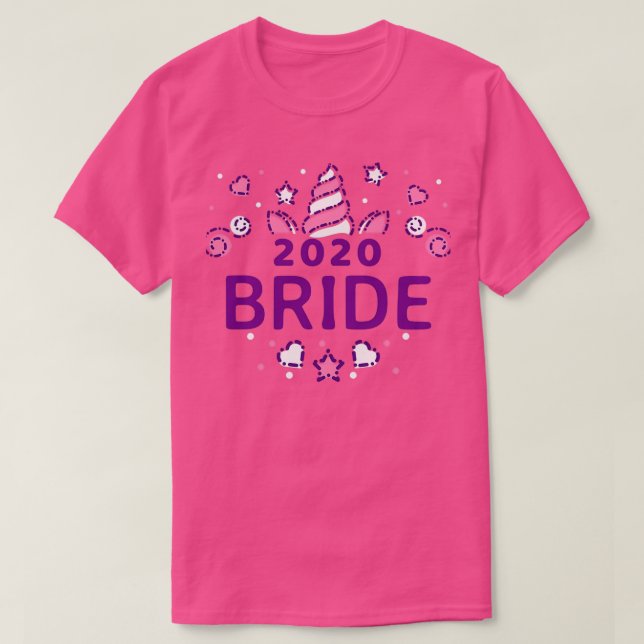 Brud 2020 enhörning bröllop 2 t shirt (Design framsida)