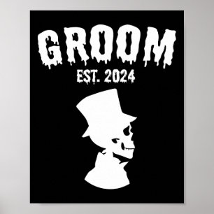 Brud 2024 Skelett Par Matchande Bröllop Hallo Poster